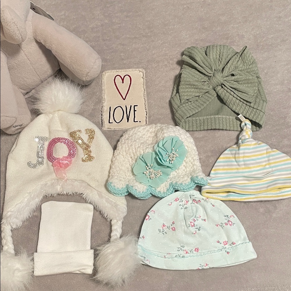 Assorted Baby Hats with Joy Design